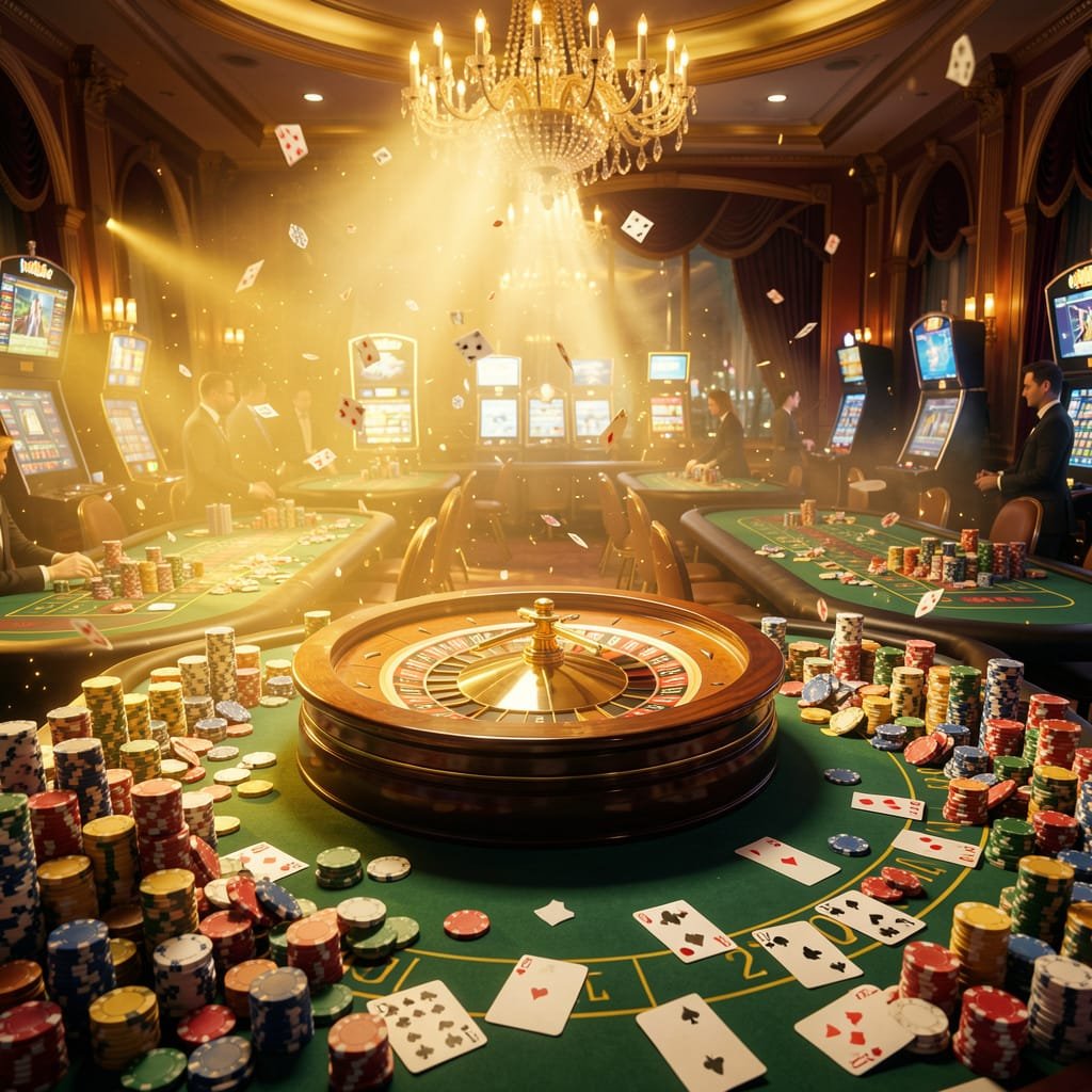 Jackpot-spill – casinointeriør og spill